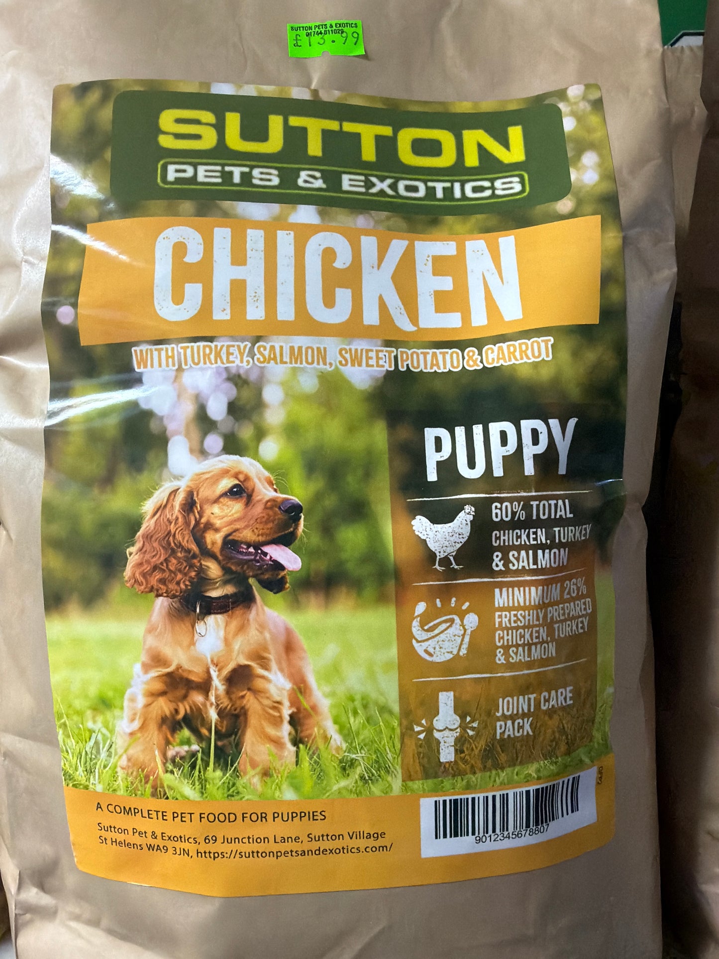 Sutton Pets & Exotics Puppy Grain Free – Chicken, Turkey, Salmon, Sweet Potato & Carrot 2kg