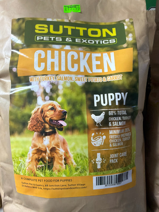Sutton Pets & Exotics Puppy Grain Free – Chicken, Turkey, Salmon, Sweet Potato & Carrot 2kg