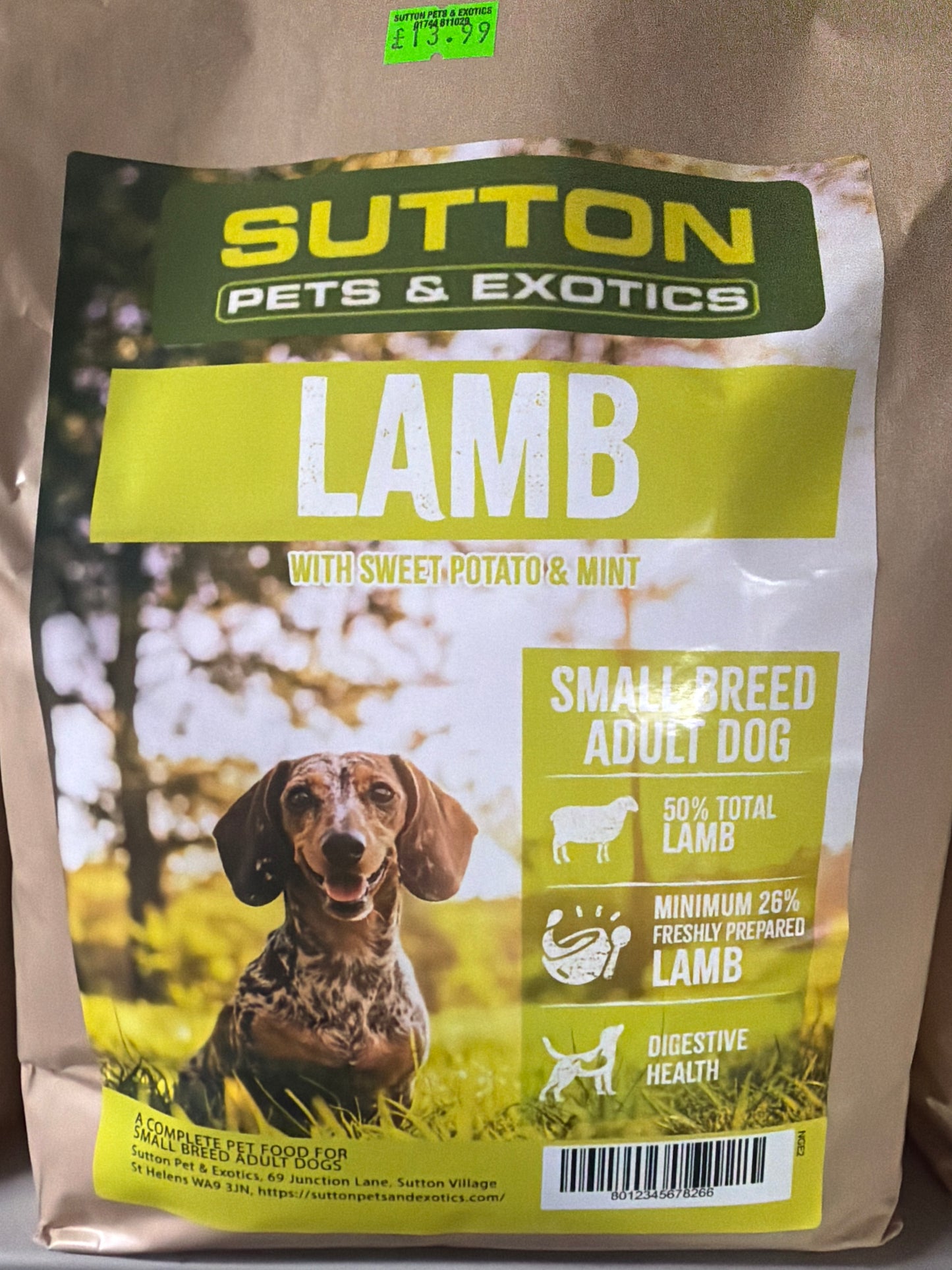 Sutton Pets & Exotics Grain Free Small Breed Adult Lamb 2kg